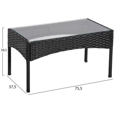 OUTDOOR LOUNGE SET 4PCS STASIA HM6089.04 SYNTHETIC RATTAN IN BLACK-CUSHIONS IN BEIGE