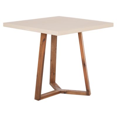 DINING TABLE SQUARE PRIVO HM6602.02 BEIGE FIBER CEMENT--ACACIA WOOD 80x80x76Hcm.