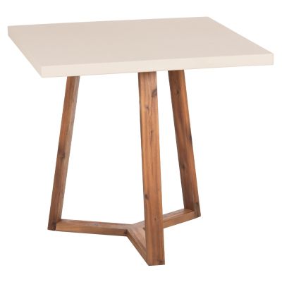 DINING TABLE SQUARE PRIVO HM6602.02 BEIGE FIBER CEMENT--ACACIA WOOD 80x80x76Hcm.