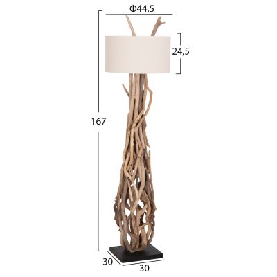 DECORATIVE FLOOR STANDING LAMP ALTAR HM4872 DRIFTWOOD--WHITE PVC CAP Φ44.5x167Hcm.