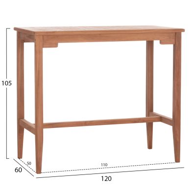SET BAR TABLE WITH 4 BAR STOOLS NIKOL HM10916 TEAK WOOD IN NATURAL COLOR