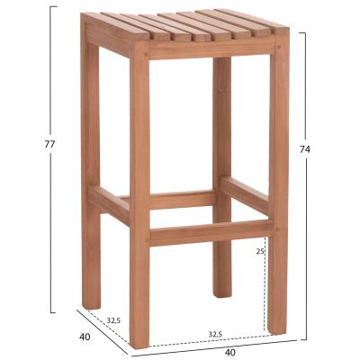 SET BAR TABLE WITH 4 BAR STOOLS NIKOL HM10916 TEAK WOOD IN NATURAL COLOR