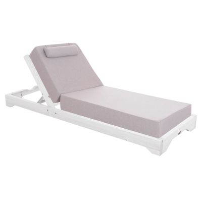 BEACH LOUNGER IKARIA HM10718.01 PINE WOOD IN WHITE-OLEFIN IN HERRINGBONE COLOR-WITH CUSHION 20cm.