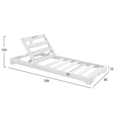 BEACH LOUNGER IKARIA HM10718.01 PINE WOOD IN WHITE-OLEFIN IN HERRINGBONE COLOR-WITH CUSHION 20cm.