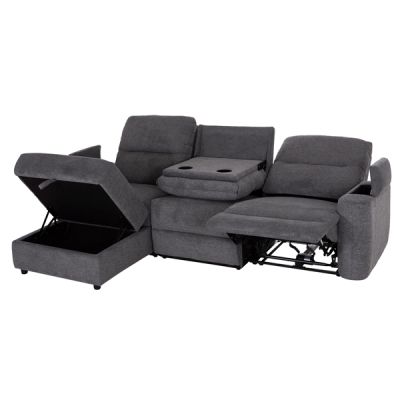 LEFT CORNER SOFA SYNTHIA HM3308.03L RECLINE & STORAGE SPACE--GREY FABRIC 245x170x98Hcm.