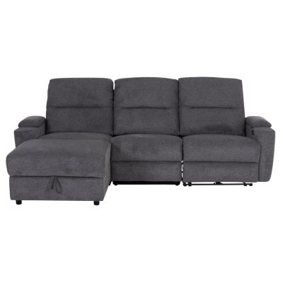 LEFT CORNER SOFA SYNTHIA HM3308.03L RECLINE & STORAGE SPACE--GREY FABRIC 245x170x98Hcm.