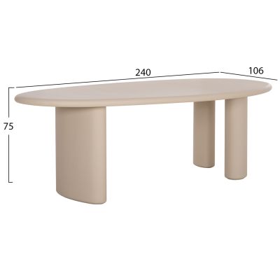 DINING TABLE OVAL VOLPE HM6599.02 FIBER CEMENT IN BEIGE 240x106x75Hcm