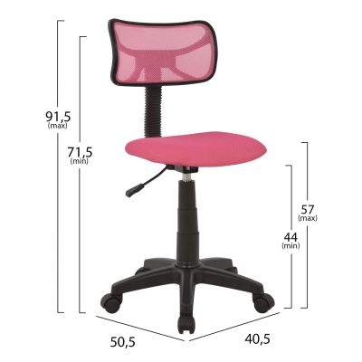 Office chair HM1026.05 pink with mesh fabric 40,5x50,5x91,5 cm.