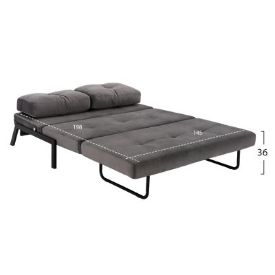 Sofa Bed Velvet Grey 2 1/2 Seater HM3079.11 151x92x66cm