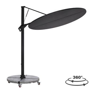 UMBRELLA WITH GROUND BASE SERIES CANNOPY HM21285.01 ALUMINUM & GRANITE--PENCIL GREY COLOR Φ2.2m