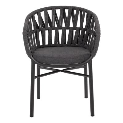 OUTDOOR DINING SET 7PCS TABER HM10829.01 ALUMINUM IN DARK GREY--POLYWOOD--P.E.ROPE