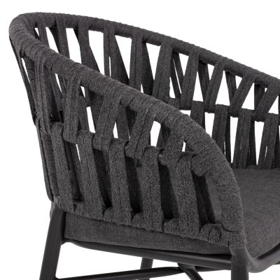 OUTDOOR DINING SET 7PCS TABER HM10829.01 ALUMINUM IN DARK GREY--POLYWOOD--P.E.ROPE