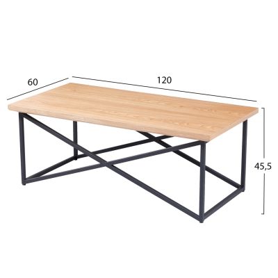 COFFEE TABLE HM9469.01 WITH WOOD VENEER IN NATURAL&RUSTIC STYLE COLOR 120x60x45,5Hcm.