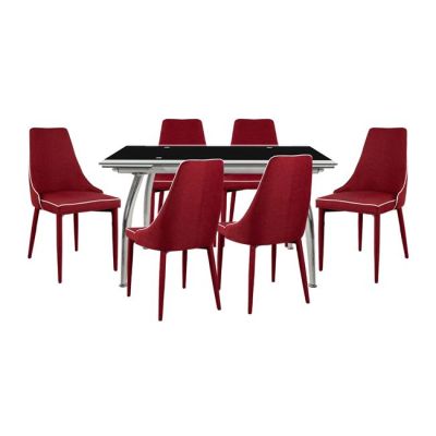 Set Dining Table 7pieces Table Loca 170x80 Moli- Bordeaux HM10006.04