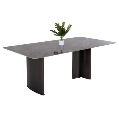 DINING TABLE HEFF HM9766.01 CERAMIC 12mmTOP IN BLACK MARBLE-MDF FRAME-FBLACK METAL LEGS 200x100x76Hcm.