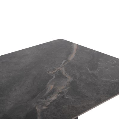 DINING TABLE HEFF HM9766.01 CERAMIC 12mmTOP IN BLACK MARBLE-MDF FRAME-FBLACK METAL LEGS 200x100x76Hcm.