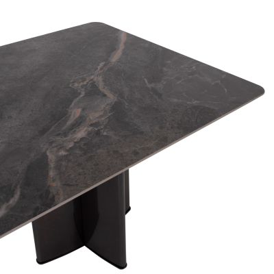 DINING TABLE HEFF HM9766.01 CERAMIC 12mmTOP IN BLACK MARBLE-MDF FRAME-FBLACK METAL LEGS 200x100x76Hcm.