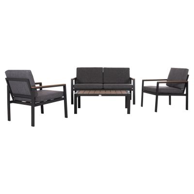 OUTDOOR LOUNGE SET 4PCS SAFIN HM6278.03 ALUMINUM & OLEFIN FABRIC IN DARK GREY--POLYWOOD