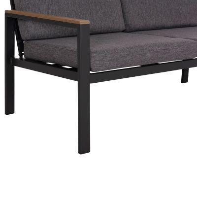 OUTDOOR LOUNGE SET 4PCS SAFIN HM6278.03 ALUMINUM & OLEFIN FABRIC IN DARK GREY--POLYWOOD