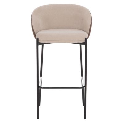 BAR STOOL DETTON HM18430.02 BEIGE/BROWN FABRIC--BLACK METAL FRAME 55x50x97Hcm.