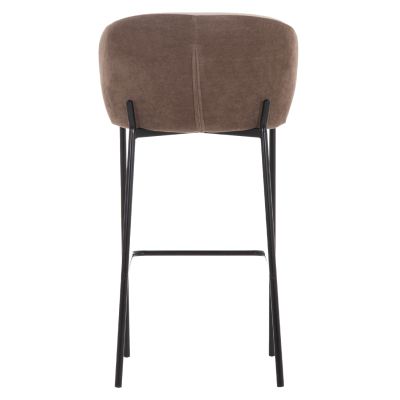 BAR STOOL DETTON HM18430.02 BEIGE/BROWN FABRIC--BLACK METAL FRAME 55x50x97Hcm.