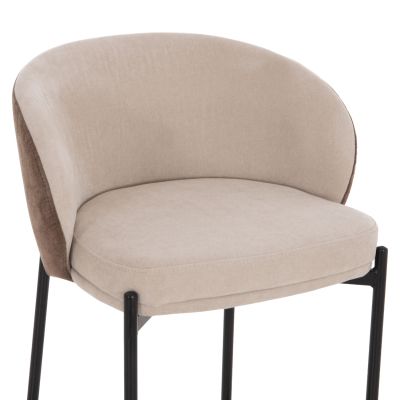 BAR STOOL DETTON HM18430.02 BEIGE/BROWN FABRIC--BLACK METAL FRAME 55x50x97Hcm.