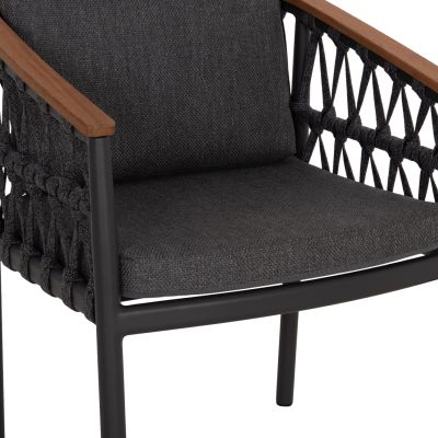 OUTDOOR DINING SET 5PCS STREAM HM11004.01 ALUMINUM-ROPE-OLEFIN CUSHION COVERS---GREY