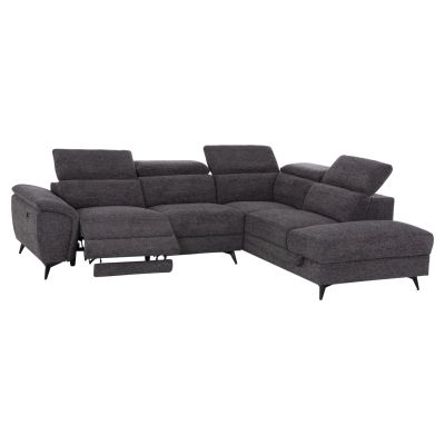 SOFA RIGHT CORNER-RECLINE & STORAGE SPACE RESTRO ΗΜ3339.01R GREY FABRIC 290x220x80Hcm.