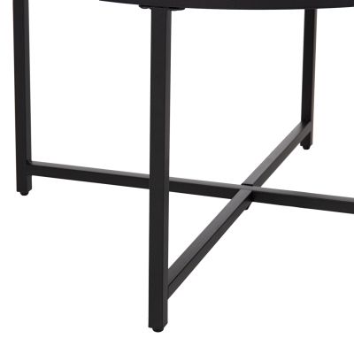 COFFEE TABLE HM9420.03 MELAMINE BLACK MARBLE-BLACK METAL LEGS Φ80x48,5Hcm.