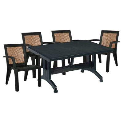 Set 5 pieces Table & polypropylene chair in cypress green HM10579.05