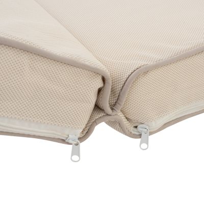 BEACH LOUNGER WITH CUSHION KORINOS HM10776.60T PINE WOOD--TEXTILENE COVER IN CREAM 79x204x77Hcm.