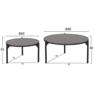 OUTDOOR LOUNGE SET 5PCS MEMFIS HM6470.01 ALUMINUM-ROPE-CERAMIC TOP---GREY