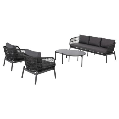 OUTDOOR LOUNGE SET 5PCS MEMFIS HM6470.01 ALUMINUM-ROPE-CERAMIC TOP---GREY