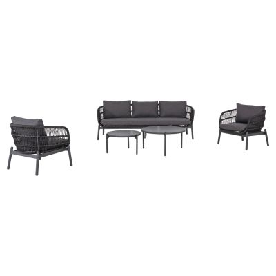 OUTDOOR LOUNGE SET 5PCS MEMFIS HM6470.01 ALUMINUM-ROPE-CERAMIC TOP---GREY