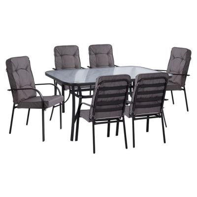 Set dining table 7 pieces HM10564.01 with Table 160x90x72cm from grey metal