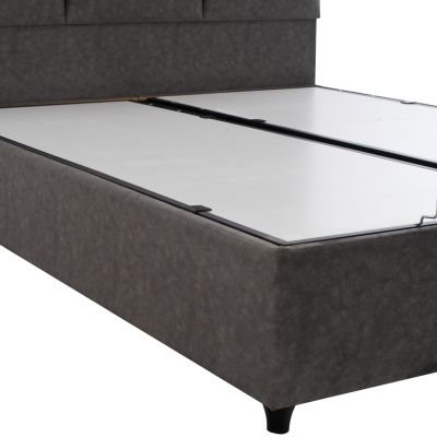 BED HM627.20 SOLEDAD, STORAGE SPACE, GREY FABRIC, 160x200cm