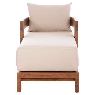 CHAISE LOUNGE WITH CUSHIONS SERIES KIOTO HM6385 TEAK WOOD IN NATURAL 165x70x64Hcm.