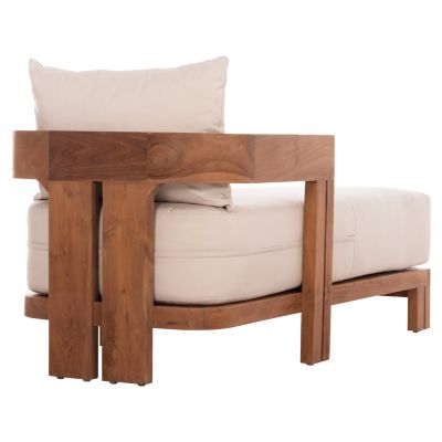 CHAISE LOUNGE WITH CUSHIONS SERIES KIOTO HM6385 TEAK WOOD IN NATURAL 165x70x64Hcm.