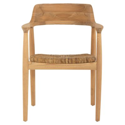 ARMCHAIR KINGSLEY2 SOLID TEAK WOOD AND STRAW-MATT SEAT HM9335 58x53x79cm.