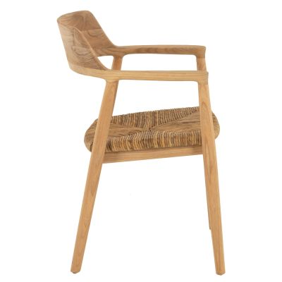 ARMCHAIR KINGSLEY2 SOLID TEAK WOOD AND STRAW-MATT SEAT HM9335 58x53x79cm.