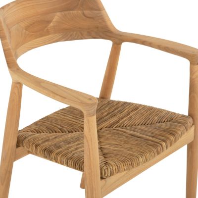 ARMCHAIR KINGSLEY2 SOLID TEAK WOOD AND STRAW-MATT SEAT HM9335 58x53x79cm.