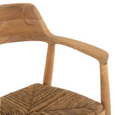 ARMCHAIR KINGSLEY2 SOLID TEAK WOOD AND STRAW-MATT SEAT HM9335 58x53x79cm.