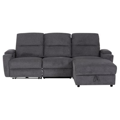 RIGHT CORNER SOFA SYNTHIA HM3308.03R RECLINE & STORAGE SPACE--GREY FABRIC 245x170x98Hcm.