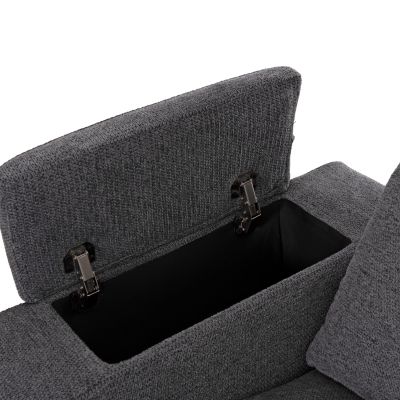 RIGHT CORNER SOFA SYNTHIA HM3308.03R RECLINE & STORAGE SPACE--GREY FABRIC 245x170x98Hcm.