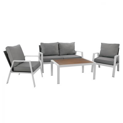 Set 4 pieces Aluminum White HM5128.11 with textline Grey