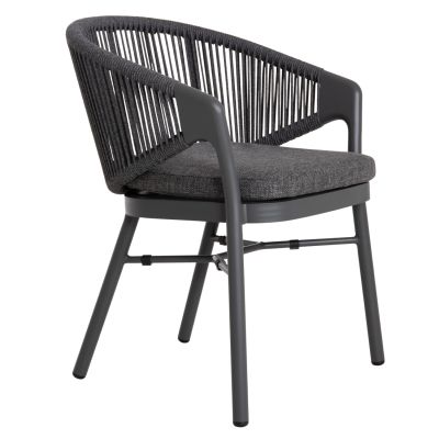DINING CHAIR XANTION ΗΜ6472.01 GREY ALUMINUM-ROPE-OLEFIN CUSHION 59x60x78Hcm.