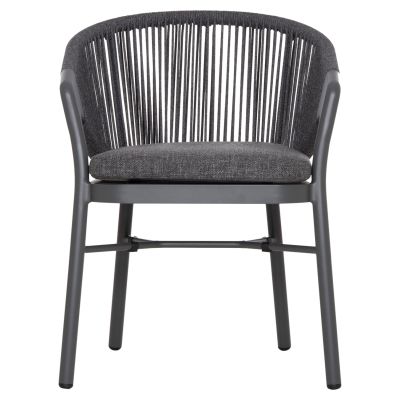 DINING CHAIR XANTION ΗΜ6472.01 GREY ALUMINUM-ROPE-OLEFIN CUSHION 59x60x78Hcm.