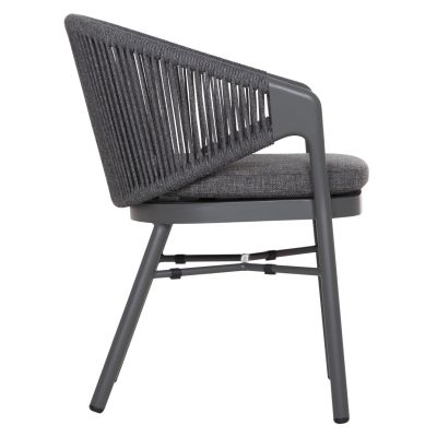 DINING CHAIR XANTION ΗΜ6472.01 GREY ALUMINUM-ROPE-OLEFIN CUSHION 59x60x78Hcm.