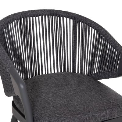 DINING CHAIR XANTION ΗΜ6472.01 GREY ALUMINUM-ROPE-OLEFIN CUSHION 59x60x78Hcm.