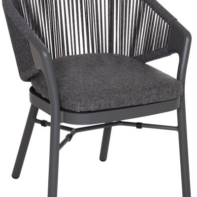 DINING CHAIR XANTION ΗΜ6472.01 GREY ALUMINUM-ROPE-OLEFIN CUSHION 59x60x78Hcm.